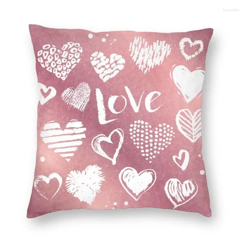 Pillow Valentine Hearts On Rose Gold Background Cover Printing Floor Case For Sofa Fashion Pillowcase Home Decor