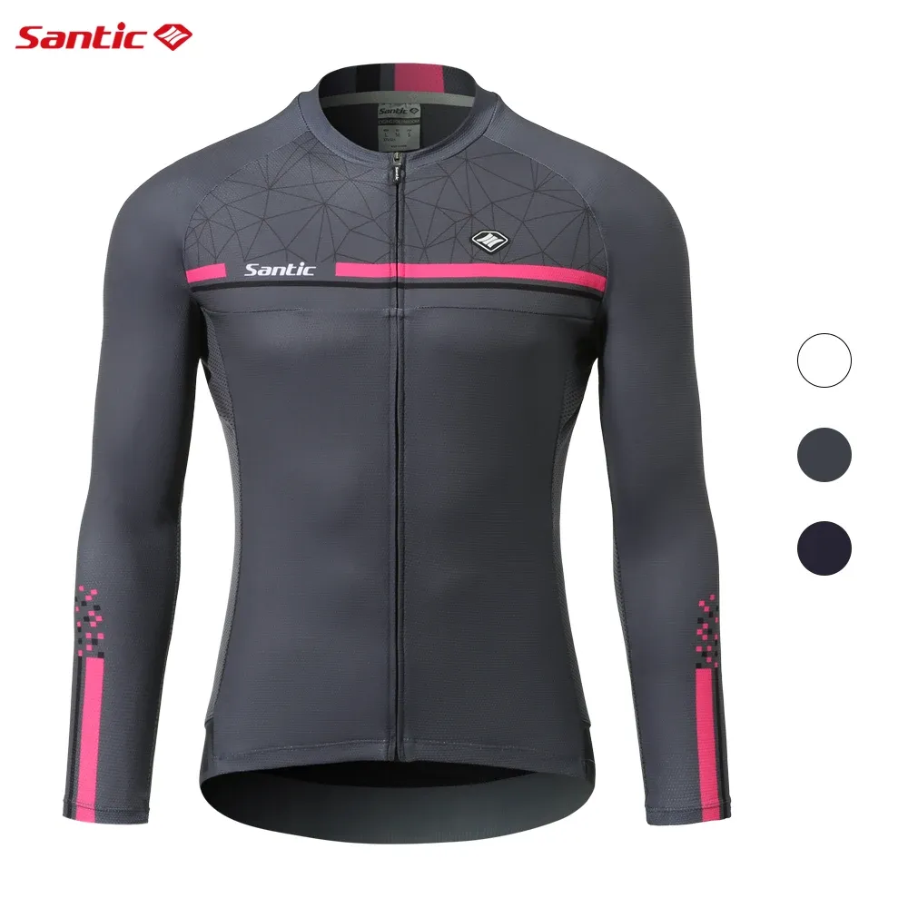 Définit des maillots de cyclisme Santic Mens Bike Mtb Cycling Jersey Long Manchet confortable SUNPROTECT SUMBRE WM0C01111