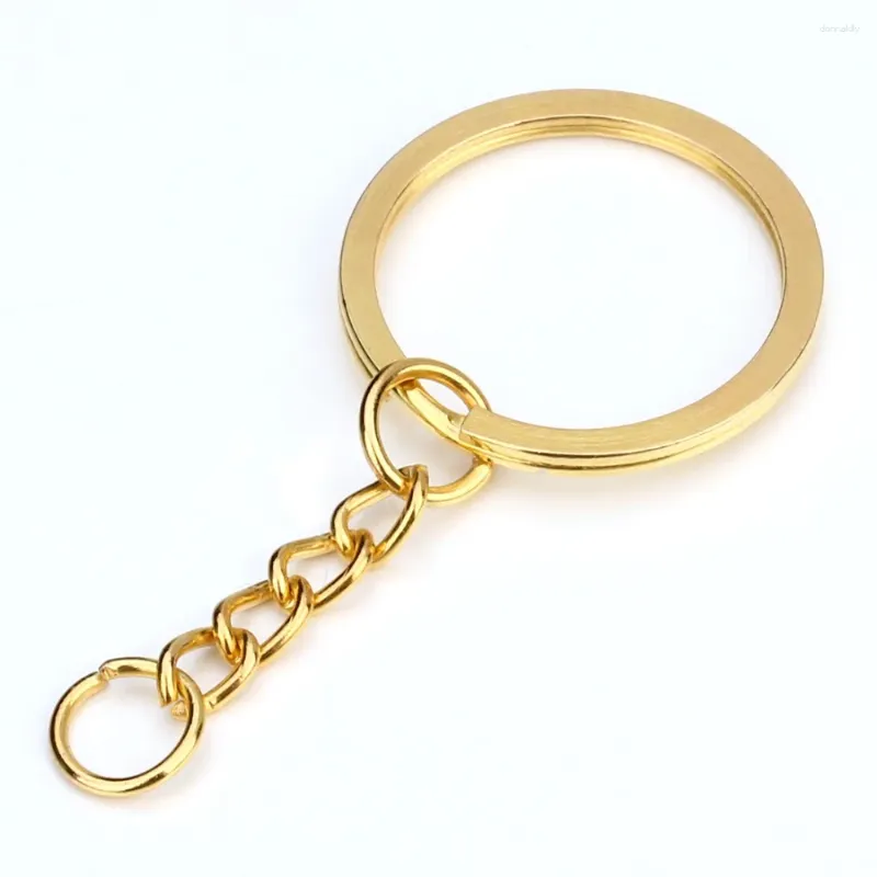 Keychains 20pcs Gold Color Key Chain Ring Bronze Rhodium 28 mm de long Course à fraction