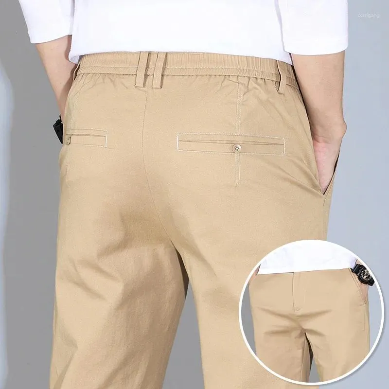 Męskie spodnie 3 kolory Klasyczny stały kolor Summer Cienka swobodna moda biznesowa bawełniana szczupła marka spodnie męskie rozmiar 28-38