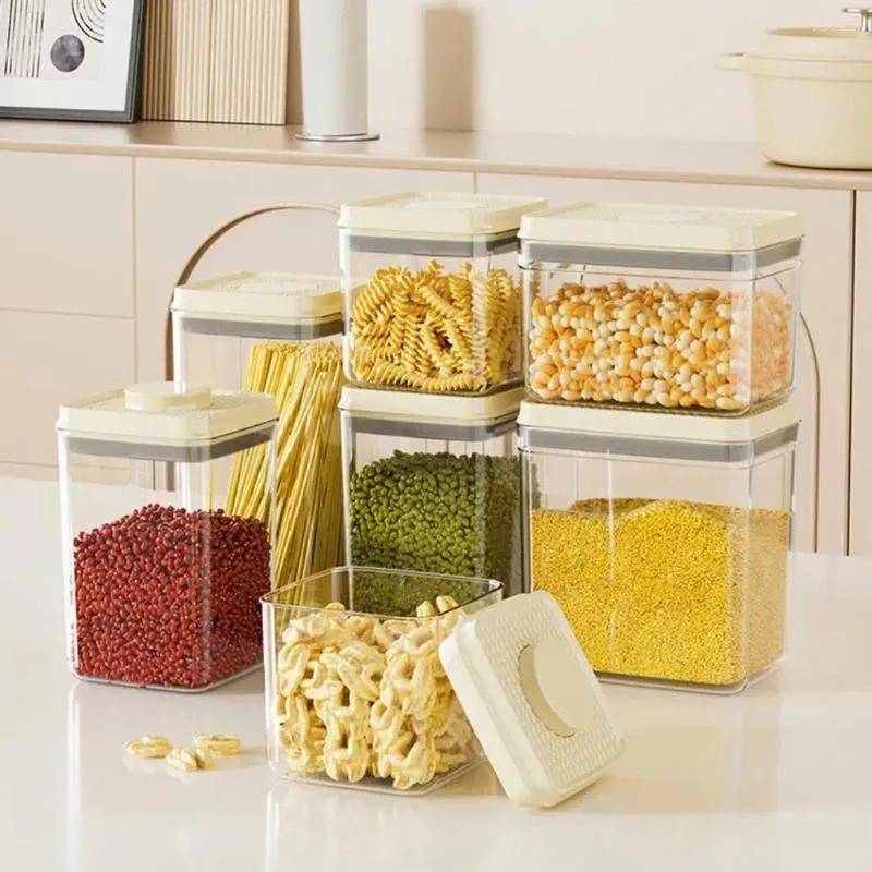 Storage Bottles Kitchen Organization Jar Food Grade Square Sealing Moisture-proof Container For Pressing Dry