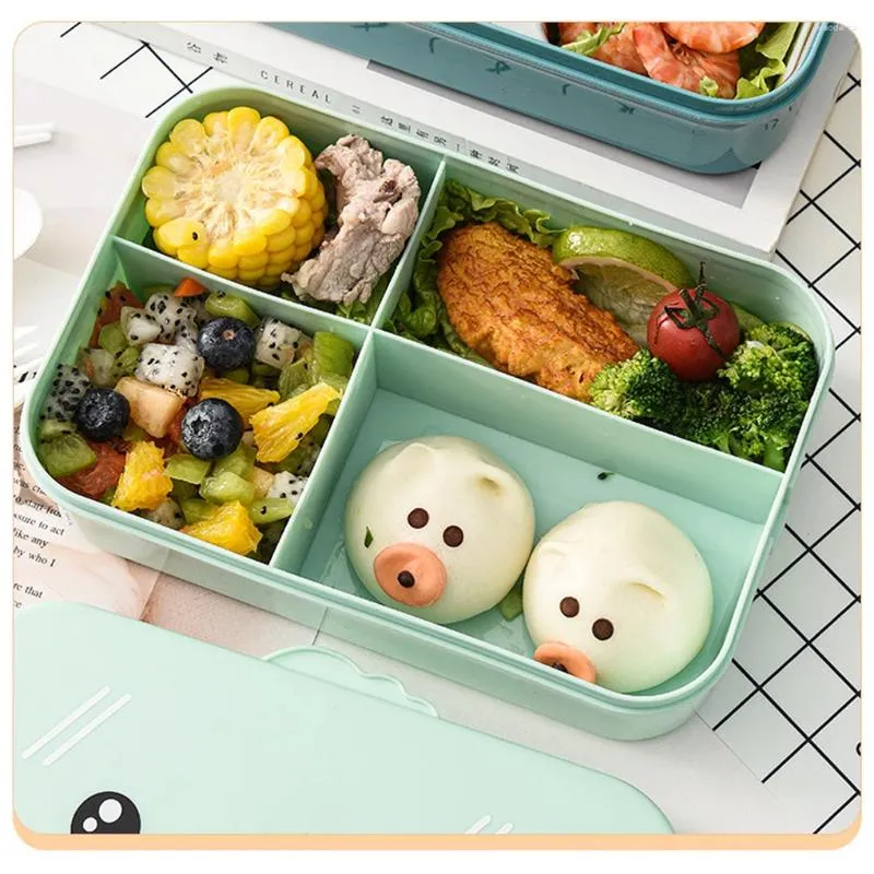 Serviesgoed Bento Box Kids 4-compartimenten herbruikbare container Outdoor Lunch Case