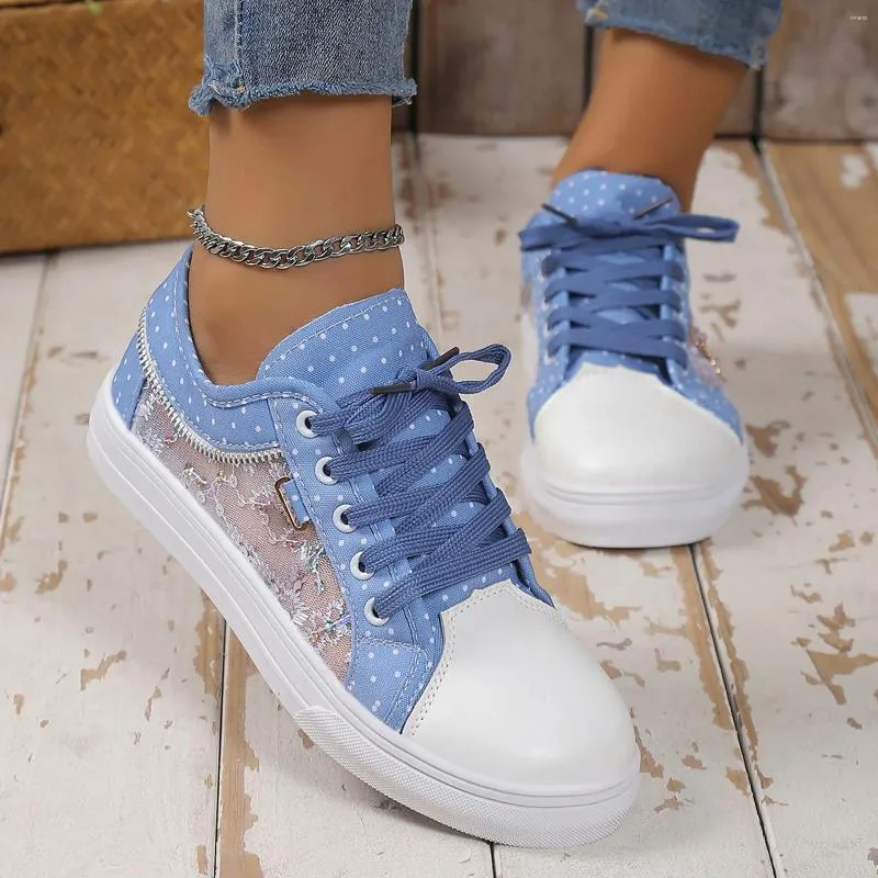 Casual Shoes Lace Hollow Patchwork Leisure Women'S Four Seasons Non Slip Flat Round Toe Breathable Up Zapatos Para Mujeres