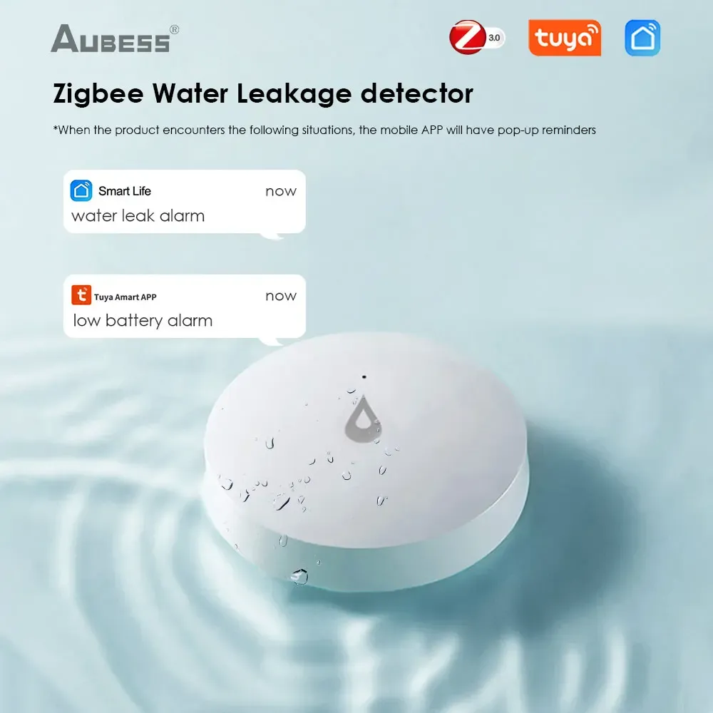検出器Tuya Zigbee Water Sensorスマートライフアプリ水漏れ監視洪水浸漬センサーZigbee Automationタップバルブを使用する