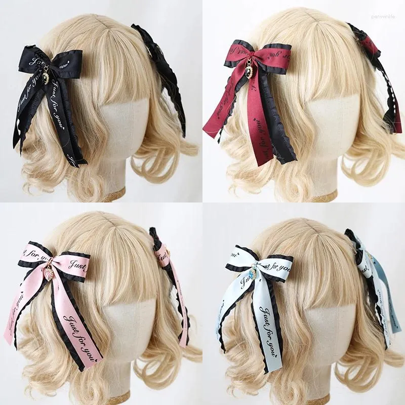 Parti Malzemeleri Orijinal Japon Gotik Lolita El Yapımı Barrettes Mektuplar Şerit Yay Cadılar Bayramı Hairclips JK Headdress Cosplay Prenses