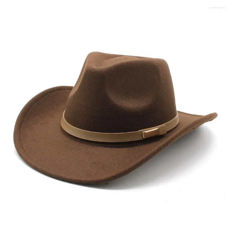 Berets cowboyhoeden voor vrouwen en mannen casual stijl westerse petten wollen 57-58 cm eenvoudige riem metaal decoratie mode NZ0081