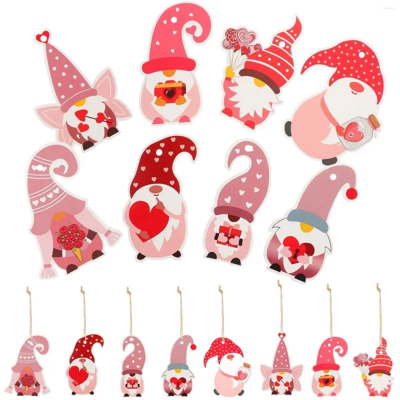 Decorative Figurines 16pcs Valentine's Day Hanging Gnome Wedding Party Layout Decor Paper Pendant Decorations