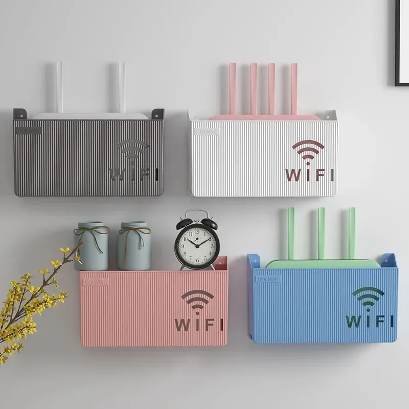 Wireless Wifi Router Shelf Storage Box Wall Hanging ABS Plastic Organizer Box Cable Power Bracket Organizer Box Home Decor