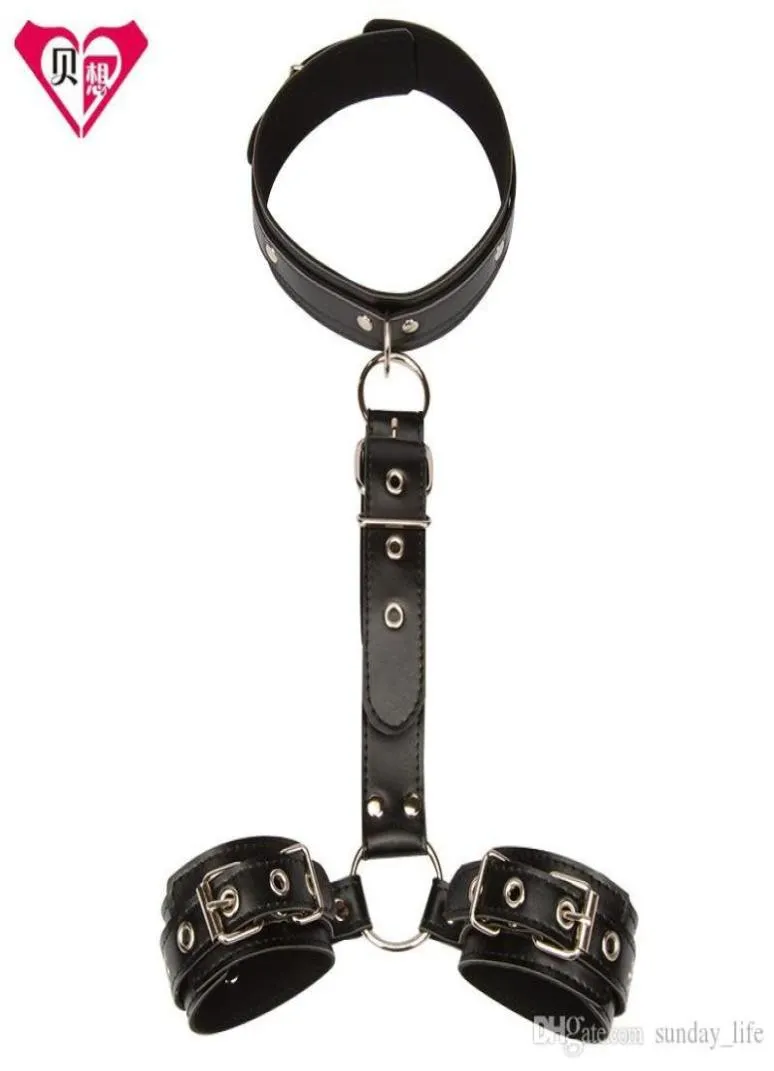 Seks slavenkraag met handboeien Fetisj BDSM Bondage Beperkingen Hand Cuffs Adult Games Sex Products Sex Toys voor koppels1629313