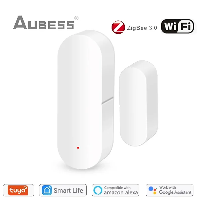 Rilevatore Tuya Smart WiFi / Zigbee Sensore Porta Finestra Open / Rilevatore chiuso L'allarme smart Home funziona con Alexa Google Home Smart Life