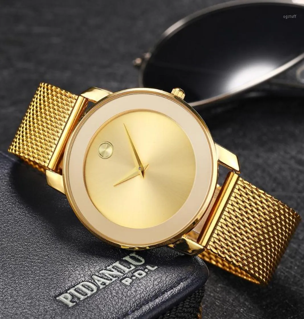 Missfox 40mm Woamins regarde un minimaliste en maille en acier mince de la mode Fashion Casual Imperproof 18k Gold Ladies Quartzwatch Girls17964189