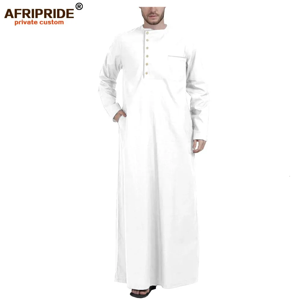 Moslimkleding voor mannen Jubba Thobe met lange mouwen en ronde nek plus size islamitische kleding moslimjurk Afripride A2014001 240329