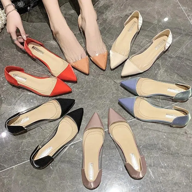 Casual Shoes Plus Size 2024 Spring Summer Women Flats Transparent Slip On Flat Woman Ballet Candy Color Jelly Zapatos Mujer 8922N