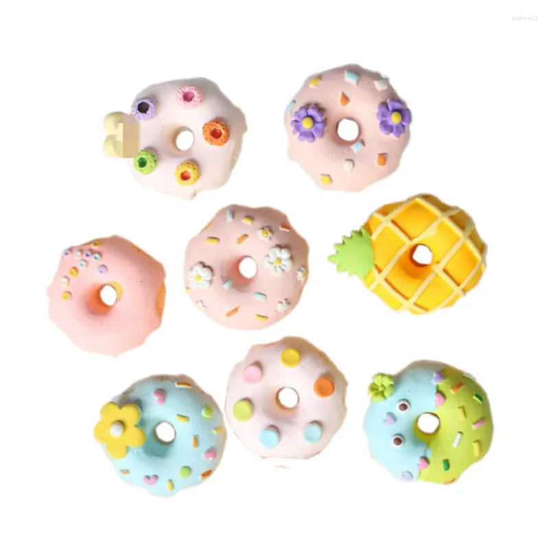 장식용 꽃 50/20pcs 미니어처 달콤한 도넛 수지 공예 시뮬레이션 미니 음식 플랫 백 Cabochons DIY 스크랩북 전화 데코