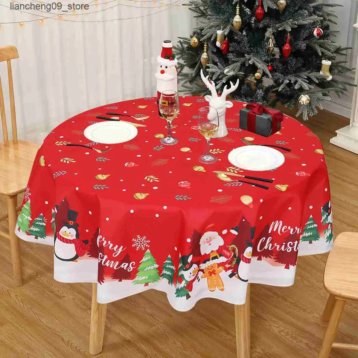 Decoraciones Mesa Circular Roja Santa Claus Patrón De Muñeco De Nieve  Reutilizable Decoración Navideña L240910 De 11,03 € | DHgate, image size:1200x1200