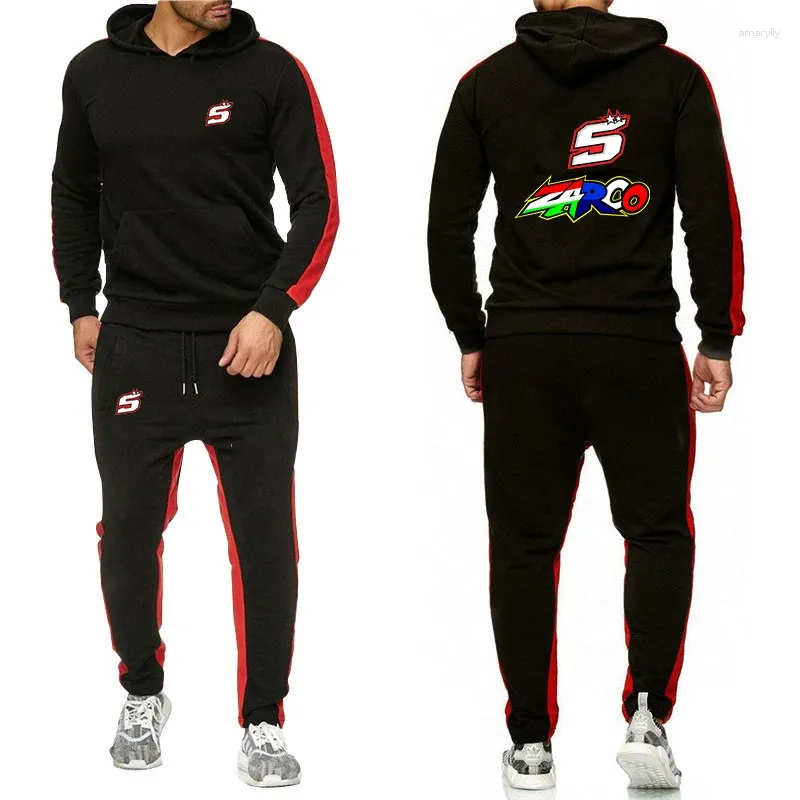 Męskie dresy 2024 Zarco Spring and Autumn Printed Solid Color Sports Personality Suit Sweter z kapturem swobodny dres