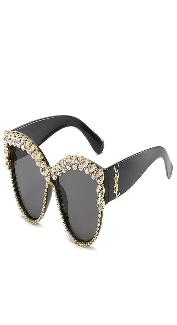 Boyarn Luxury Cat Eye Lunettes de soleil Femmes Fiche de strass surdimension