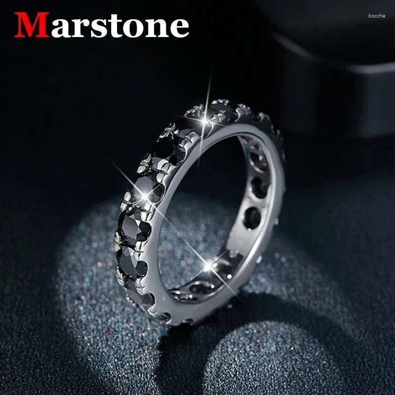 Кластерные кольца 4 мм полный черный мойссанит бриллиант женщины мужчины 925 Серебряное покрытие золото-хип-хоп модное кольцо Fore Wewerly для пары