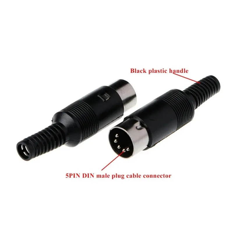 new 2024 DIN Male Plug Wire Connector with Plastic Handle Cable Connector 5 Pin with Plastic Handle- for 5 Pin Connector High-quality and- for 5 Pin Connector