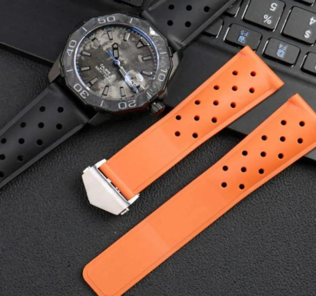 Silicone Watch Band 22 mm pour F1 Carlera Plongée en caoutchouc respirant ACCESSOIRES DE MONTRATION DE CEINTURATION DU DURAGE3634702781702