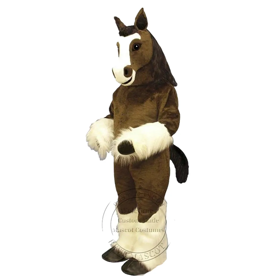 2024 Halloween Erwachsener Größe Pferd Maskottchen Kostüm Thema Zettel Kleid Werbe für Geburtstagsfeier Kostüm Outfit