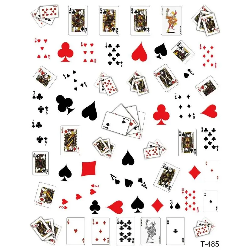 NEU 2024 3D Poker -Spiel Kleber Nagelaufkleber Spielkarten Design Dekorationen Maniküre Buchstaben Herz Slider für Nagelkunstabziehbilder für Poker