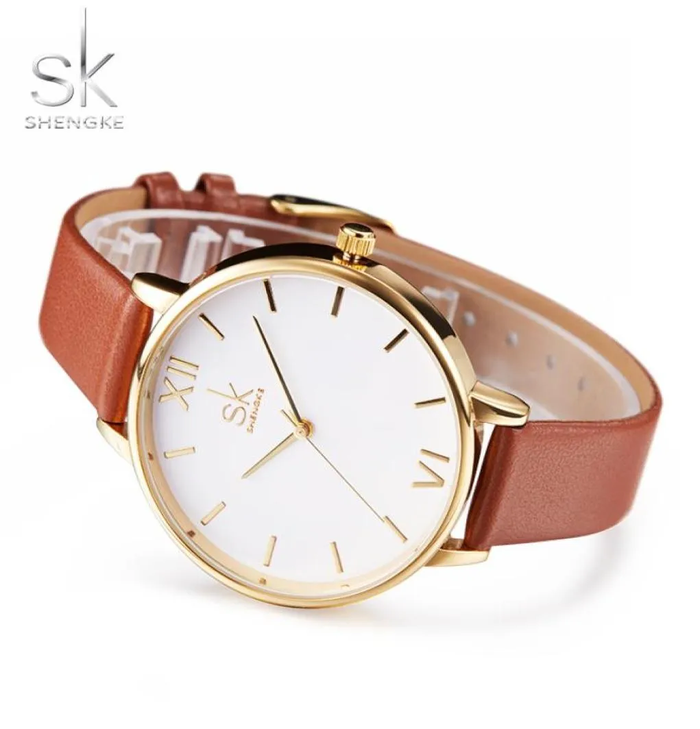Shengke Brand Women Watches Simple lederen polshorloge Lady Gold Luxury Dial Watches MixMatch Relogio Feminino Brown Leather 20178852429