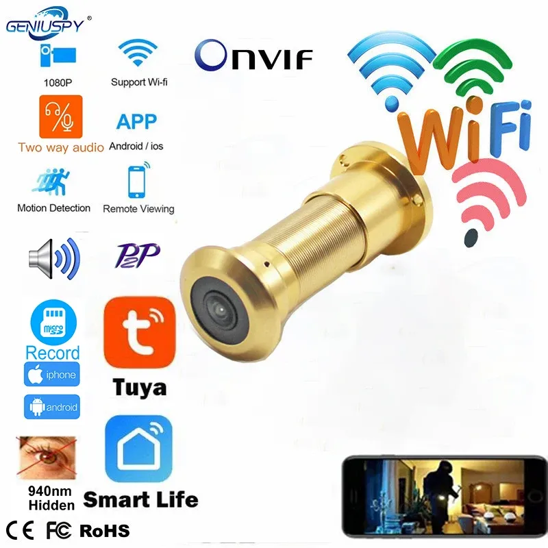 Camera's tuya deur ooggat beveiliging 1080p hd infrarood ir nacht visie Peephole mini kat oogdeur wifi twoway stem intercom p2p camera