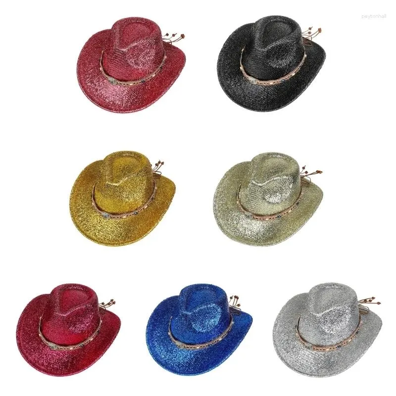 Bérets F42f Club Cowboy Chapeau à paillettes pour les cocktails de maison disco