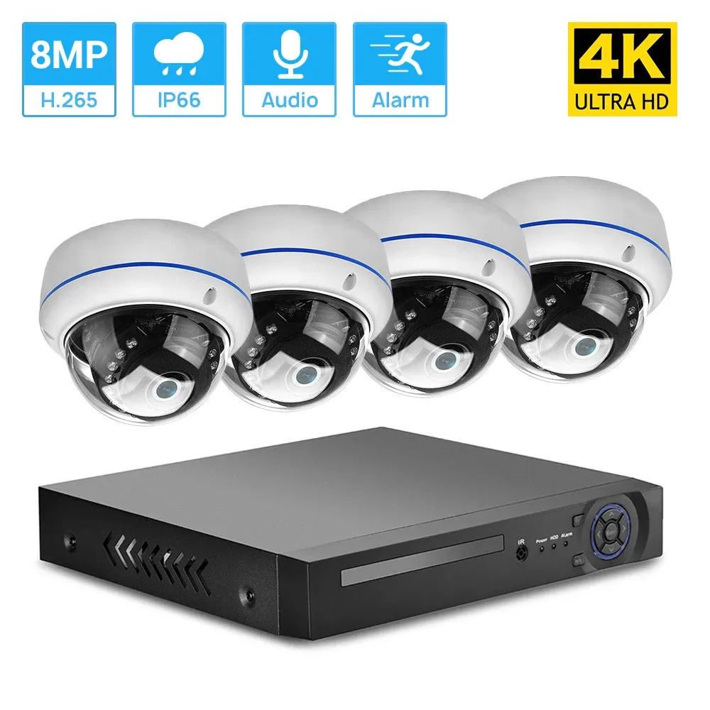 Sistema 4K 8MP Poe Security System 4CH 48V Kit de câmera Poe