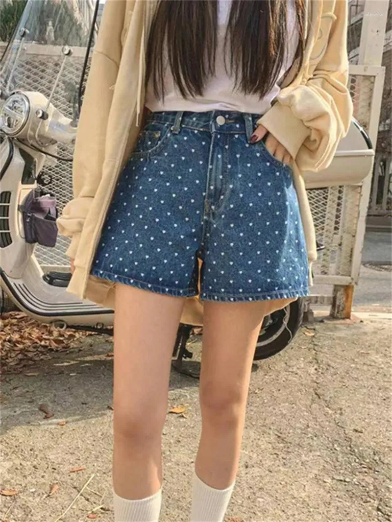 Short féminin Alien Kitty High Taim denim Femmes Loose d'été Loose Polka Dots Casualswear 2024 Vintage All Match Office Lady Wide June