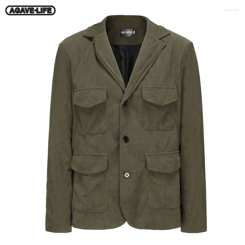 Herenjacks Leer Spring herfst Coats Busual Fashion Men Corduroy Jacket Solid Color British Stand Collar Warm Coat 4xl