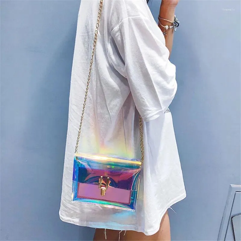 Sacs à bandouliers Fashion Femmes Laser Transparent Crossbody Messenger Sac plage Femme Small Tote