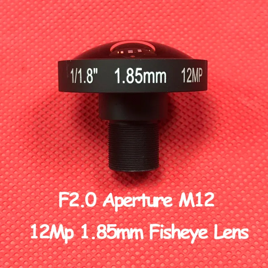 Delar 12 megapixel 1,85 mm lins vid vinkel 185 grad 1/1,7 tum F2.0 M12 Montering 12MP IR Fisheye Lens för säkerhet AHD TVI CVI IP -kamera