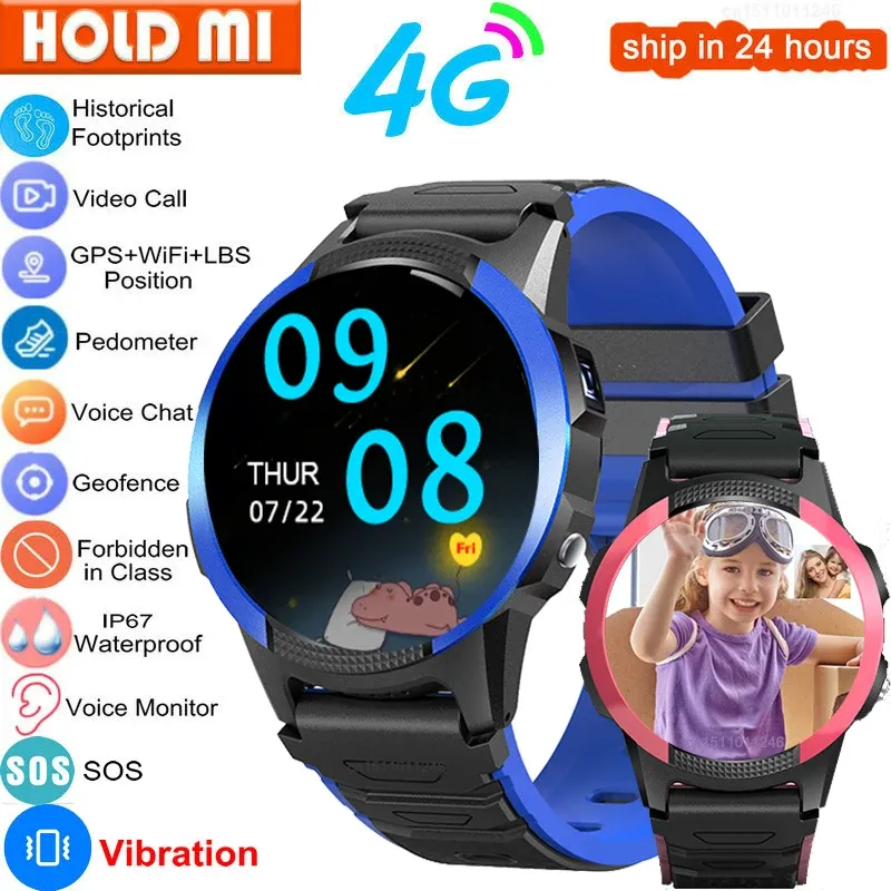 Bekijkt Smart Watch Kids 4G GPS WiFi Tracker Video Call SOS With Vibration Mute Mode Children's Smartwatch Baby voor Android iOS -telefoon