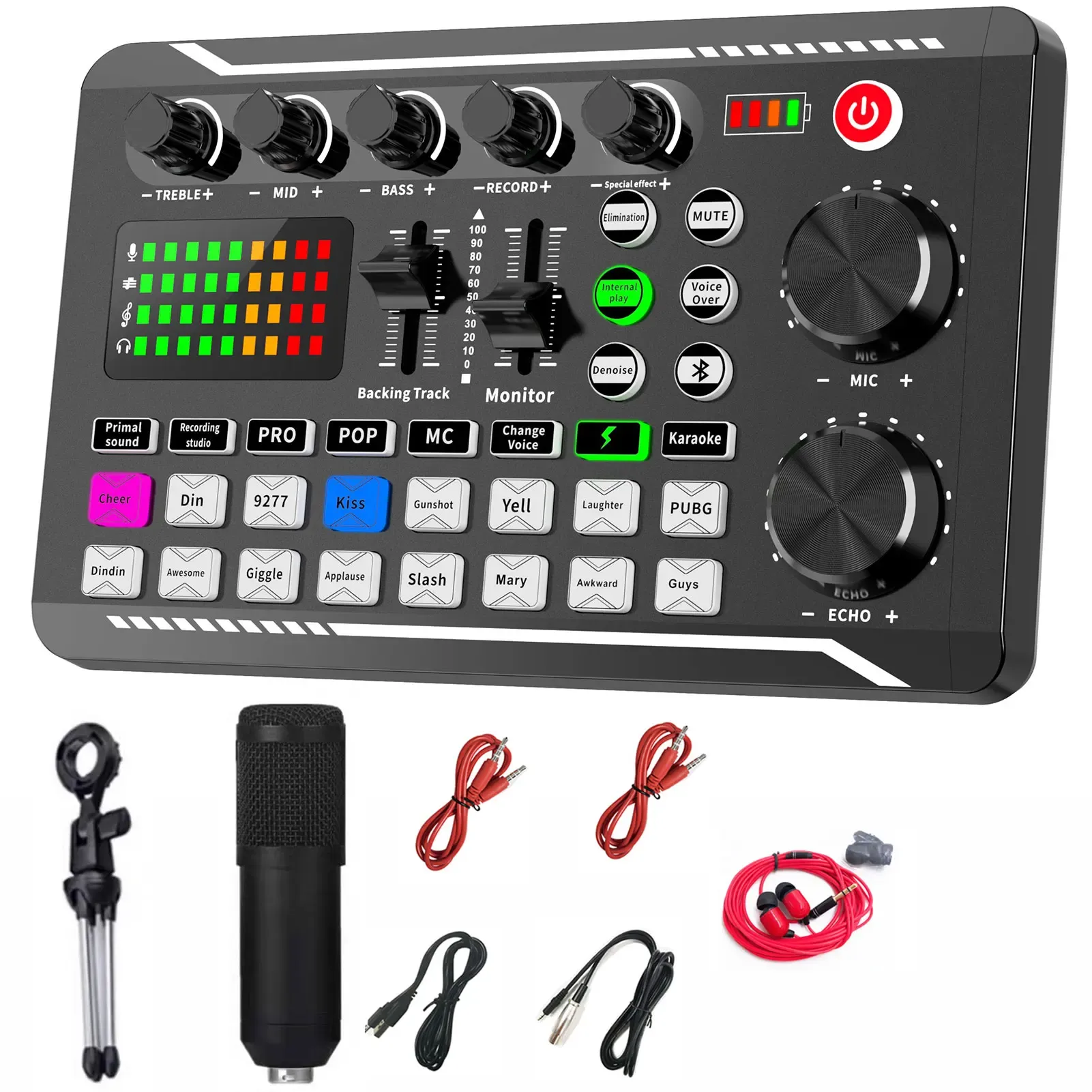 Microphones Kit de carte son pour le streaming en direct de la version anglaise de streaming Équipement de streaming Bundle Effets sonores Streaming en direct