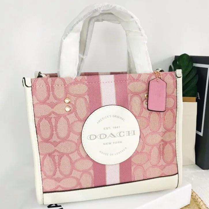 coach dempsey field rose designer sac fourre-tout femme homme luxe luxe toile en cuir sac à main