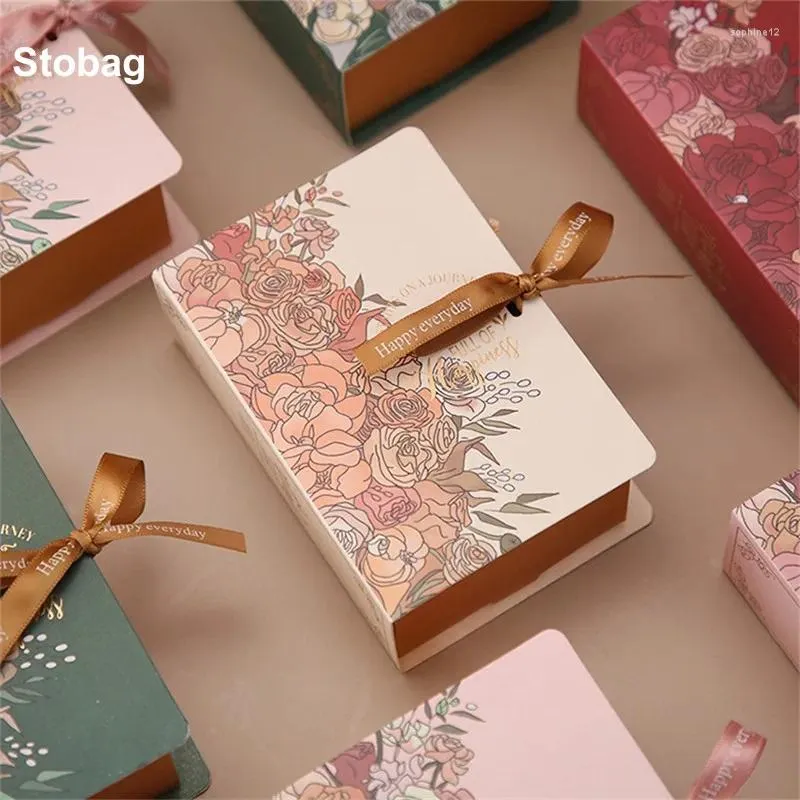 Present Wrap Stobag 20st Candy Chocolate Packaging Box Kraft Paper Book Wedding Wishes Ribbon Sweet Sugar Storage Favor Party