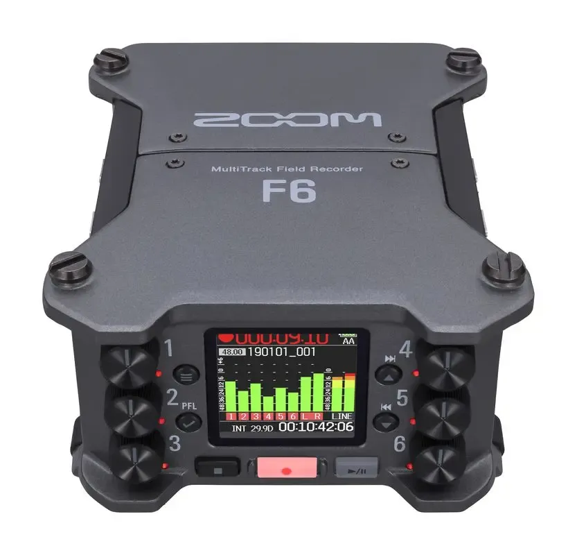 Microfoni Zoom F6 Registratore di campo multi -traccia professionale Scheda audio USB con registrazione galleggiante a 32 bit e doppi convertitori di annunci