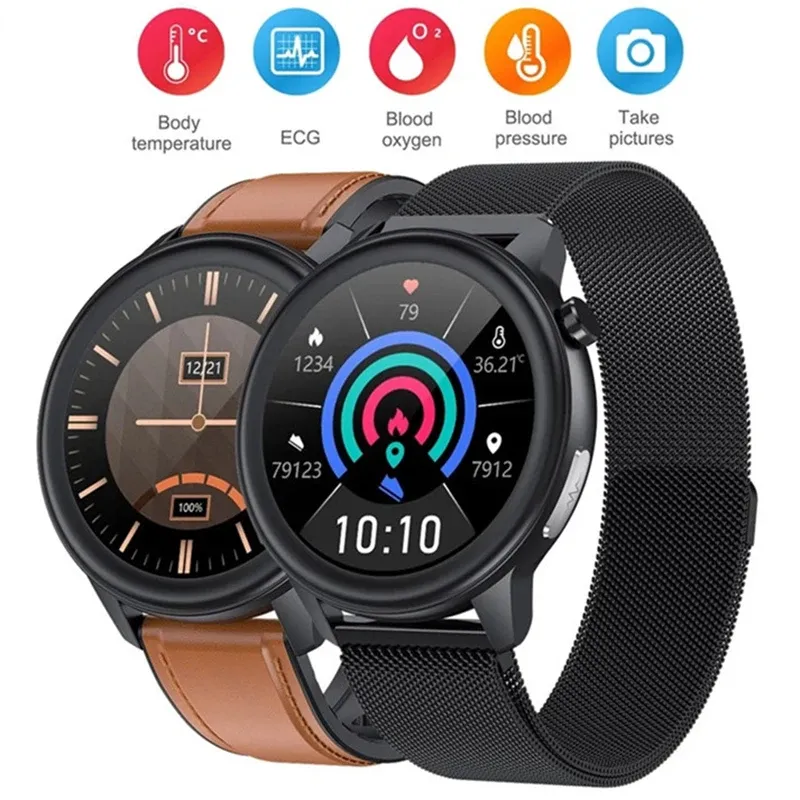 Armband Ny Smart Watch E80 Män Kvinnor Temperaturmätning IP68 Vattentät PPG+ECG Heart Recar Monitor Fitness Tracker Smartwatch