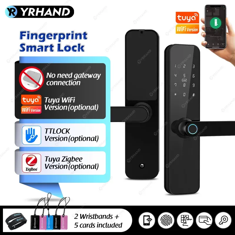 Lock F7 Tuya WiFi Fechadura Eletronica Digital FingerPrint Eletric Door Lock Zigbee Ttlock Remote Unlocking WiFi Smart Door Lock