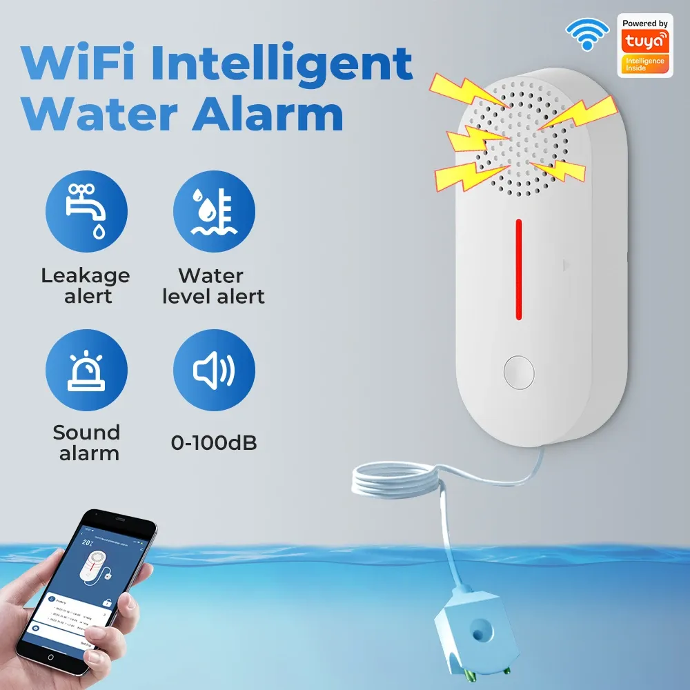 Détecteur tuya wifi wifi smart water fuite capteur de coude à eau déborde de la sécurité du détecteur de sécurité 100 dB