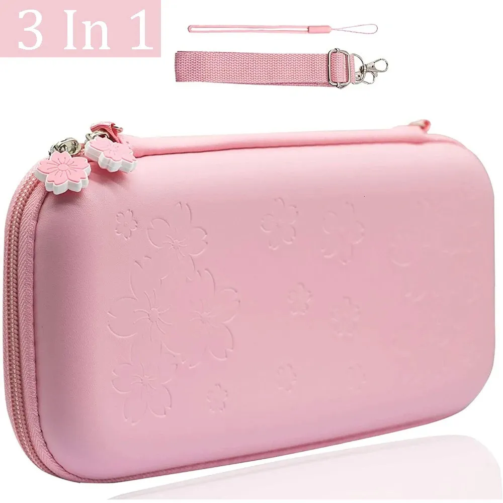 NS Pink Sakura Flower Skin Shell Carry Bag switch OLED PU Vattentät påse Fodral Lagringsbox för Nintendo Switch Console 240322