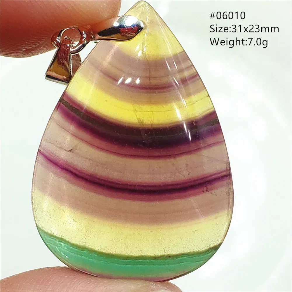 Colliers Natural Green Jaune Fluorite Quartz pendentif Collier d'eau Crystal Colorful Fluorite Rainbow Jewelry Rare femme Men Aaaaa