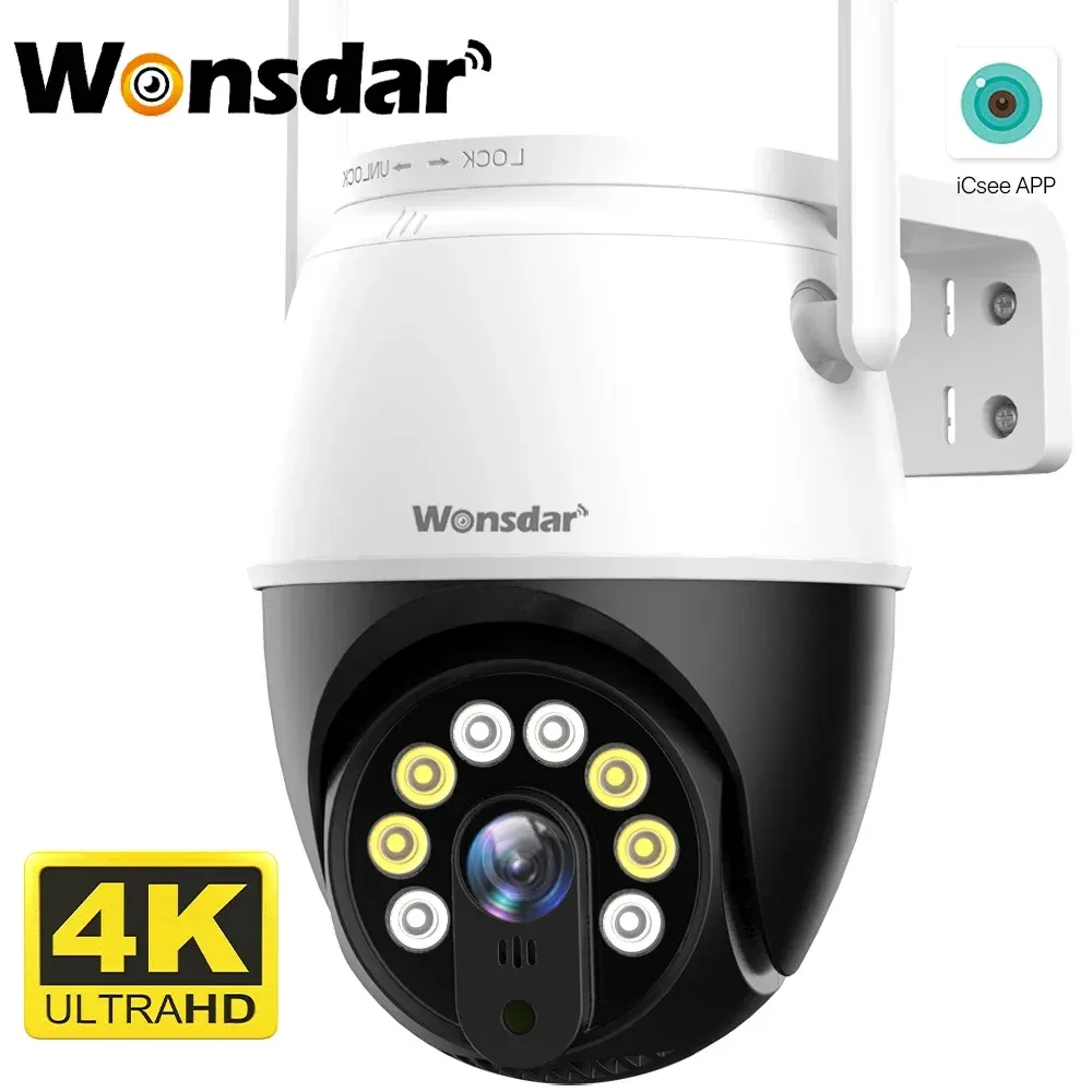 Kameror 8MP HD WiFi IP -kamera utomhus trådlöst CCTV -kamera P2P Security PTZ Camera Dual Lens Video Surveillance ICSEE