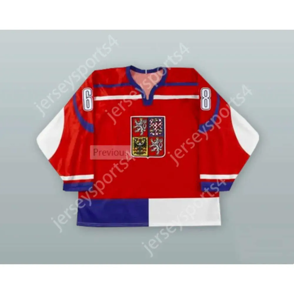 GDSIR Custom Red Jaromir Jagr 68 Ceca Repbulic National Team Hockey Jersey New Top E-M-L-XL-XXL-3XL-4xl-5xl-6xl