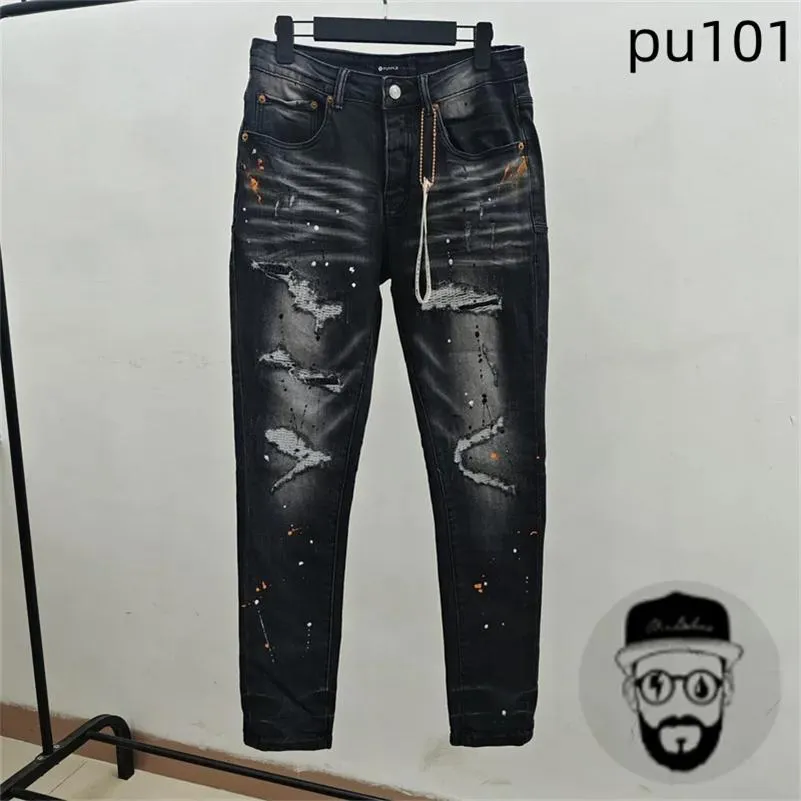 High Quality Men's Jeans Fashionable Slim Fit and Fistressed Pants Black Blue