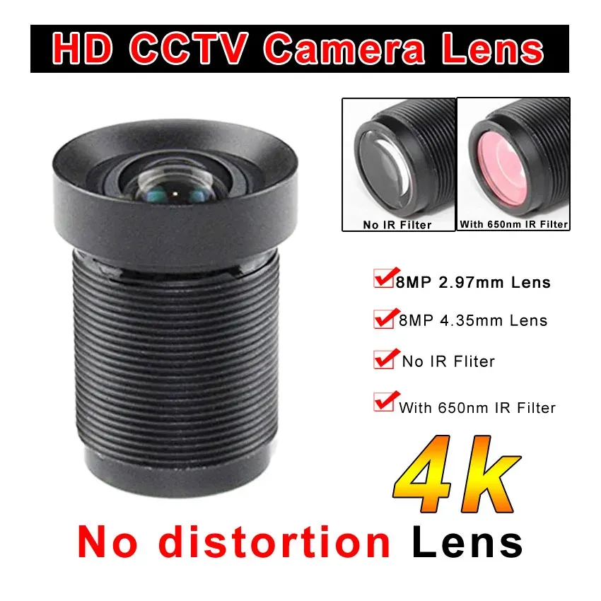 Parçalar Distorsiyon yok 4K 2.97mm geniş açılı lens 110 derece 72D 8 Megapiksel 4.35mm 1/2.3 M12 CCTV GOPRO XIAOMI YI S için Kamera Lensi