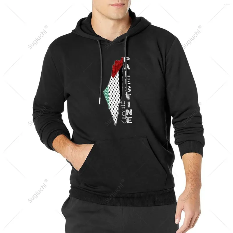 Herrtröjor män kvinnor palestinsk karta keffiyeh tobe mönster palestina i arabisk hoodie pullover huvtröja bomull unisex