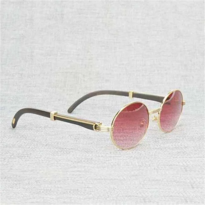 2024 Men's luxe designer dames zonnebril vintage witte zwarte buffel hoorn mannen rond natura houten brillen brillen